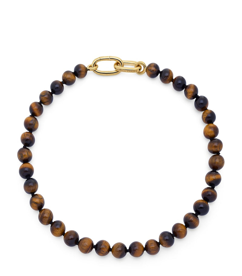 Monica Vinader gold vermeil tiger's eye bead necklace (British brand)