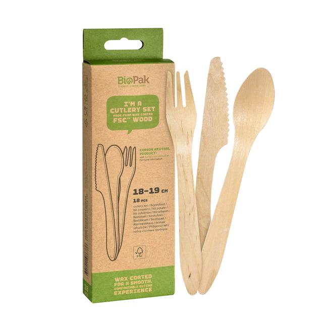 BioPak Wooden Cutlery For 6 People   18 per pack GOODS M&S   