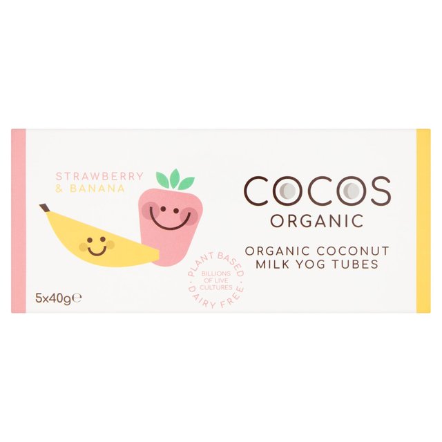 COCOS Organic Strawberry and Banana Coconut Yoghurt Tubes   5 x 40g GOODS M&S   