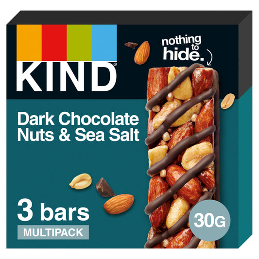 Kind Dark Chocolate Nuts & Sea Salt Cereal Bars Multipack 3x30g cereal bars Sainsburys   