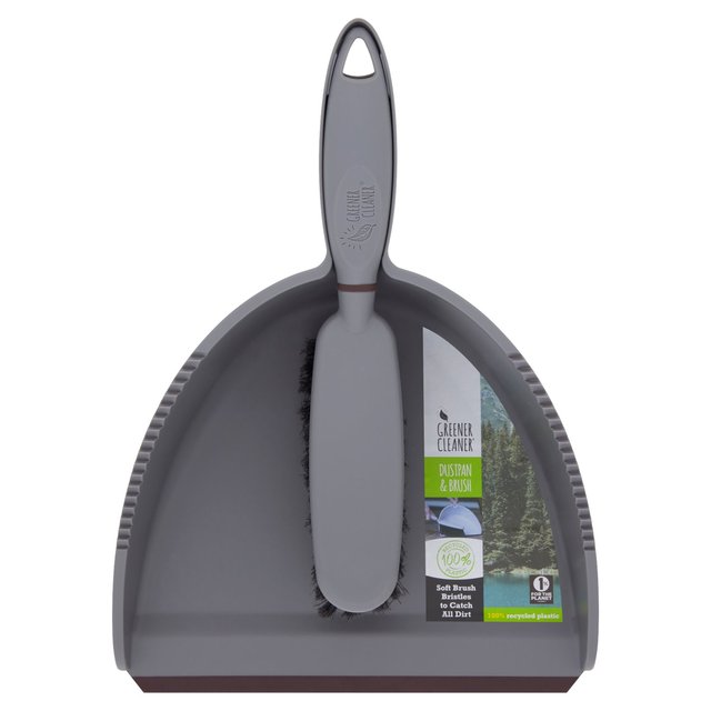 Greener Cleaner 100% Recycled Plastic Dustpan & Brush Slate Grey GOODS M&S   