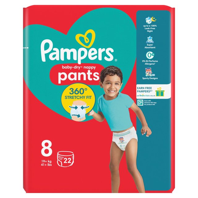 Pampers Baby Dry Nappy Pants Size 8 Essential Pack   22 per pack