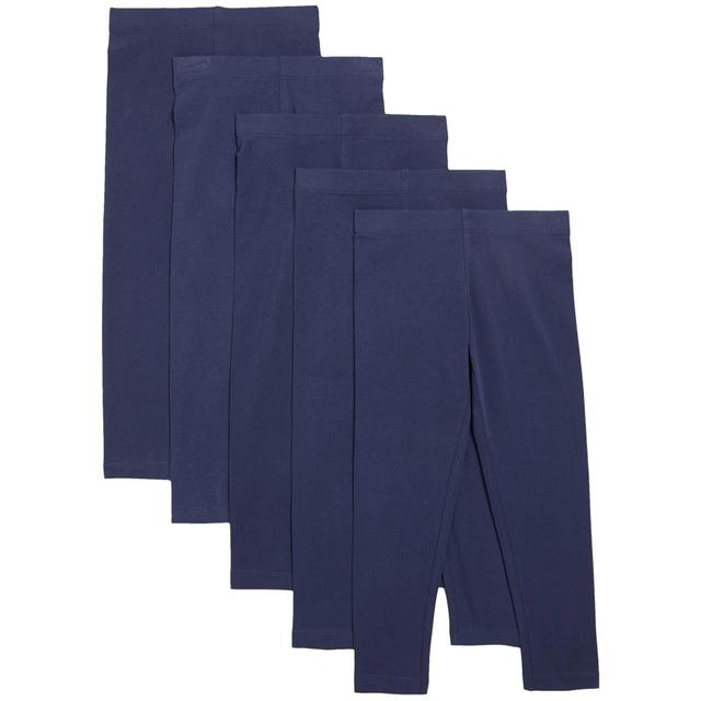 M&S 5pk Cotton Rich Plain Legging Navy 2-7 Y