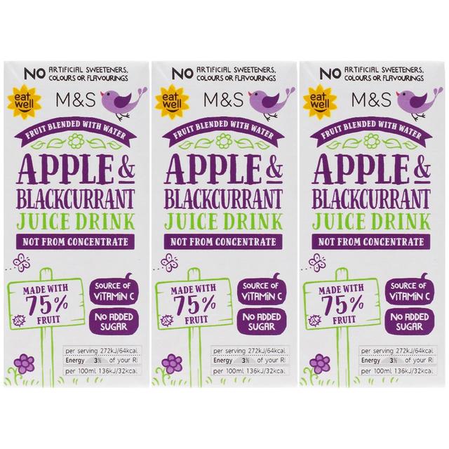 M&S Apple & Blackcurrant Juice Drink   3 x 200ml GOODS M&S   