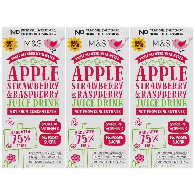 M&S Apple Strawberry & Raspberry Juice Drink   3 x 200ml