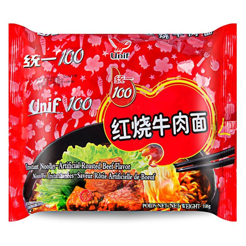 Unif 100 artificial roast beef instant noodles, UK version