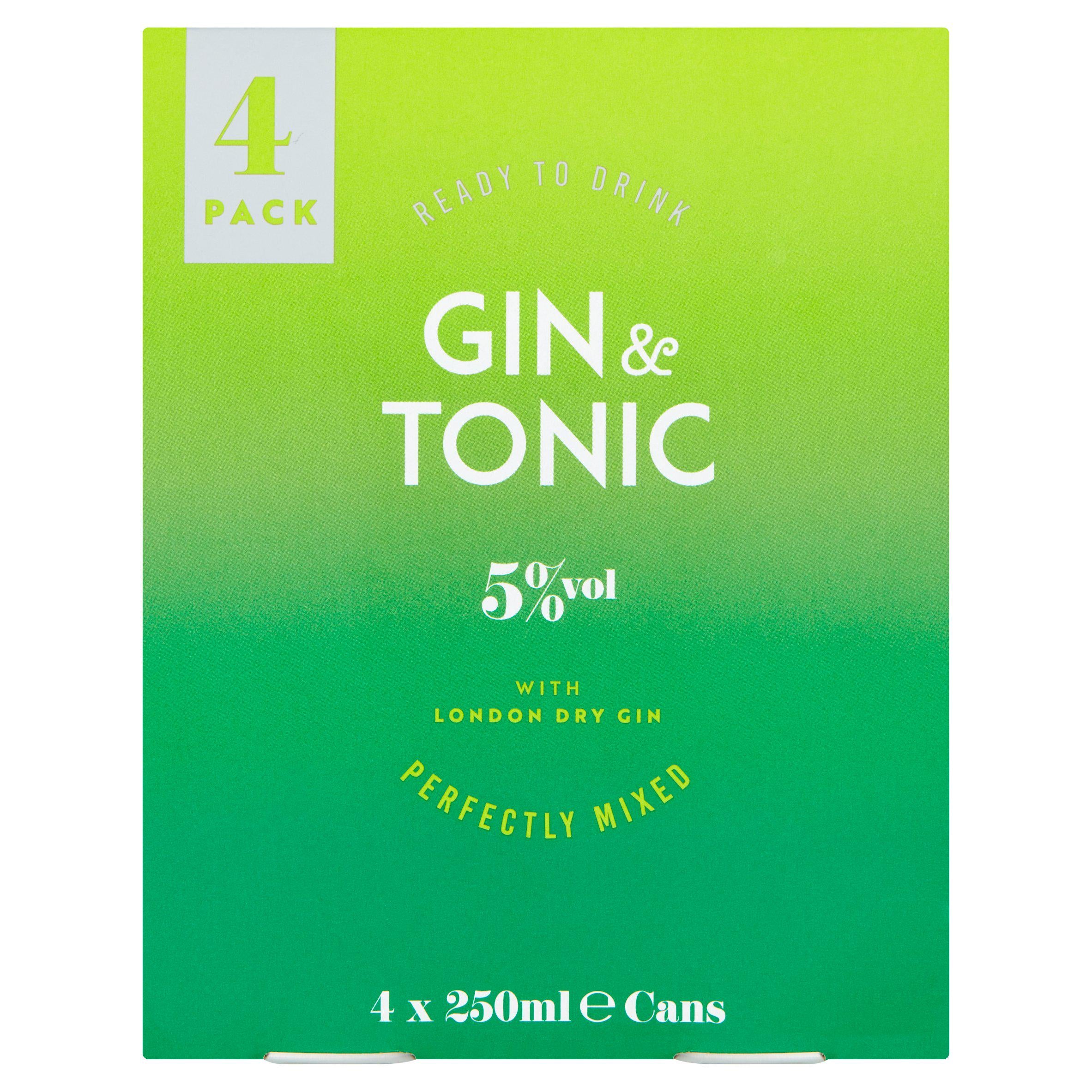 Sainsbury's Gin and Tonic 4x250ml GOODS Sainsburys   