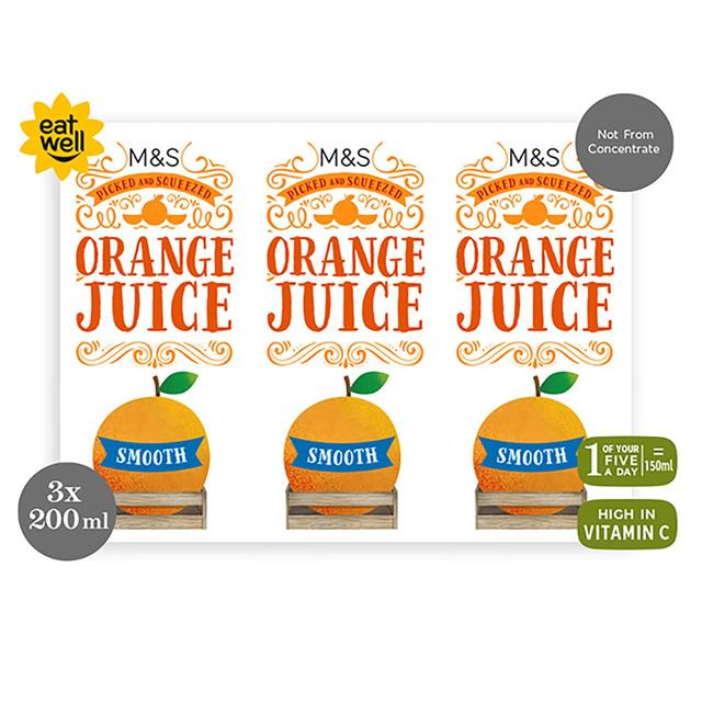 M&S Smooth Orange Juice   3 x 200ml GOODS M&S   