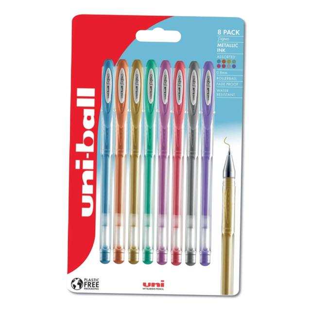 Uni-Ball Signo Assorted Metallic Ink Pens   8 per pack