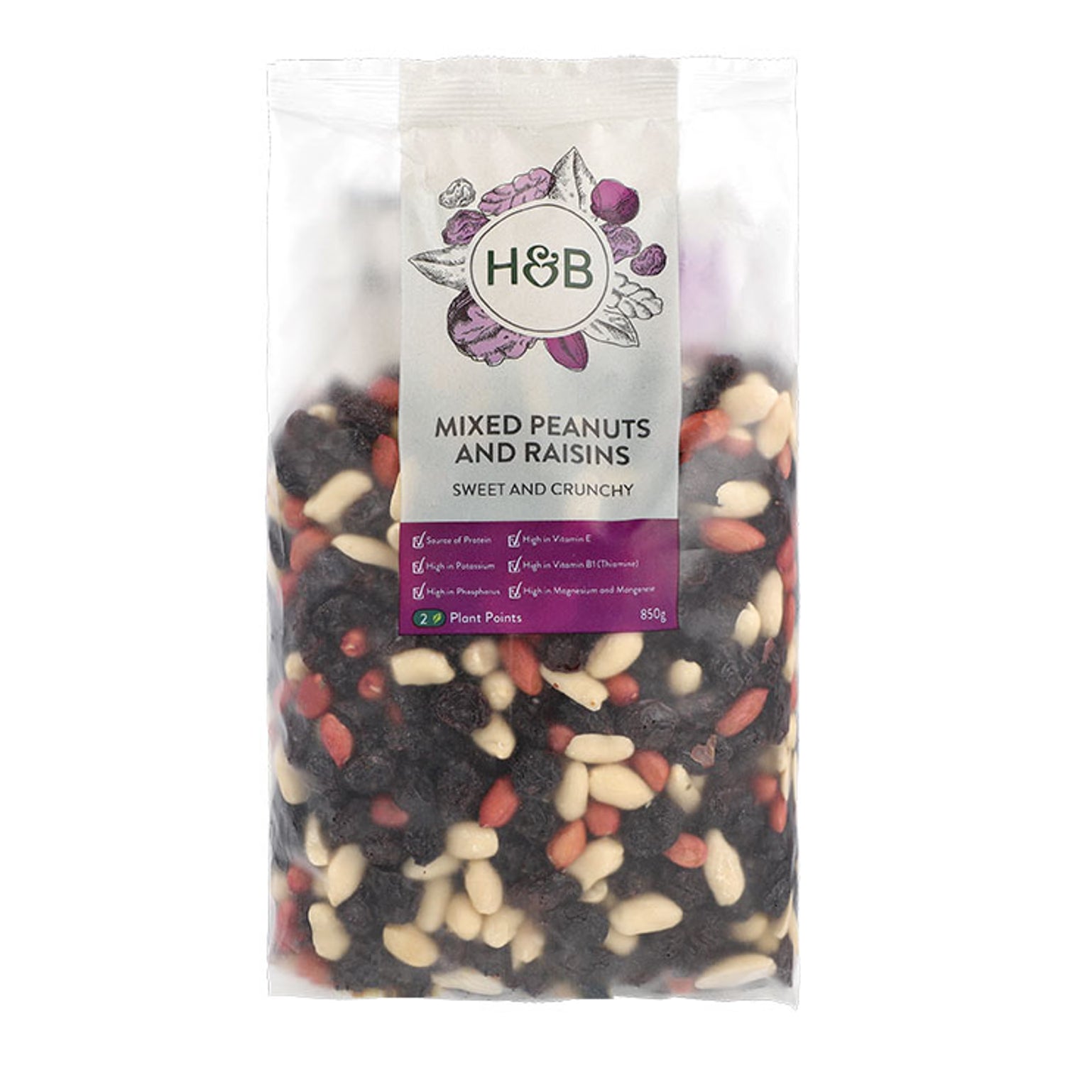 Holland & Barrett mixed peanuts raisins 850g, UK version