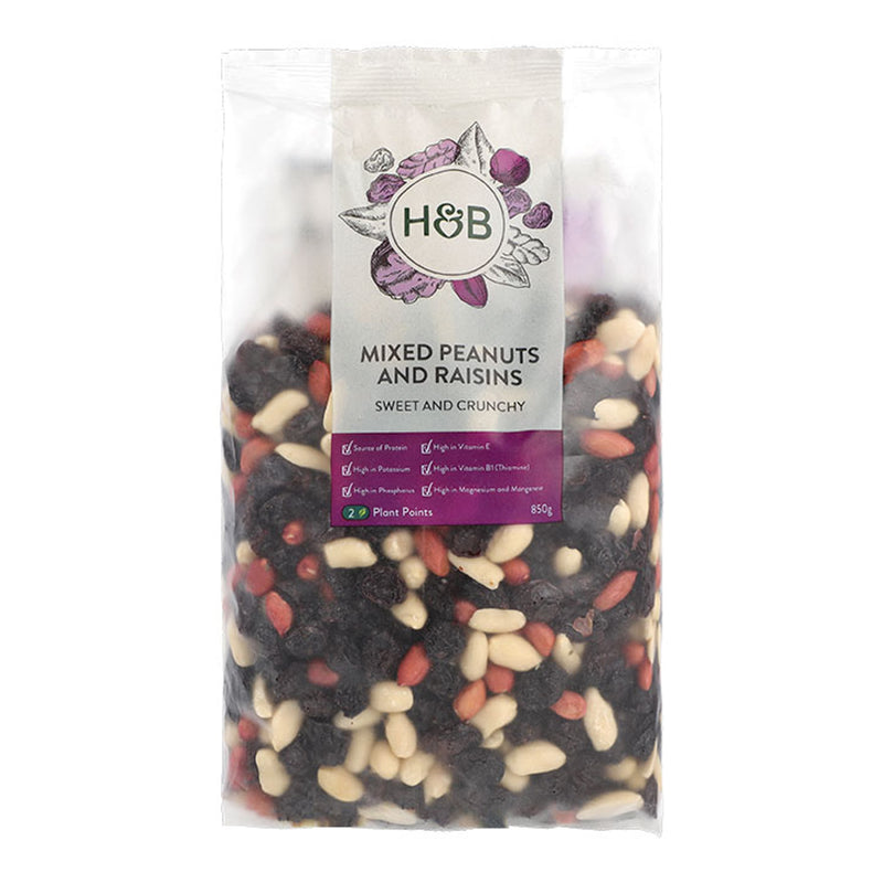 Holland & Barrett mixed peanuts raisins 850g, UK version