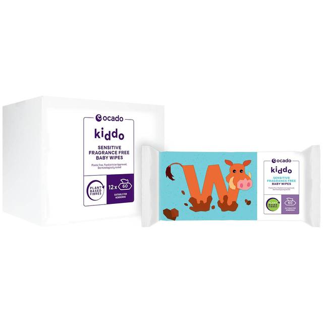 Ocado Kiddo Sensitive Fragrance Free Baby Wipes Jumbo   12 x 60 per pack GOODS M&S   