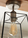 Black Warwick flush ceiling light with glass shade, imported from the UK