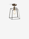 Black Warwick flush ceiling light with glass shade, imported from the UK