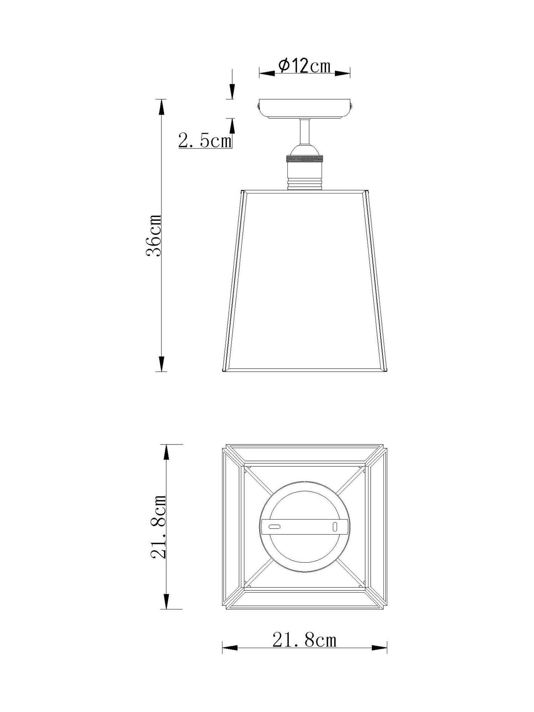 Black Warwick flush ceiling light with glass shade, imported from the UK