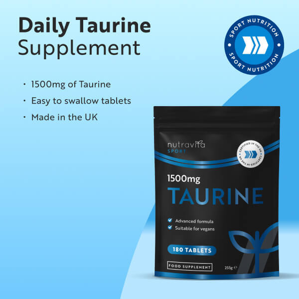 Nutravita taurine supplement 1500mg 180 tablets, imported from the UK
