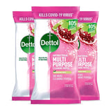 Dettol Antibacterial Biodegradable Pomegranate and Lime Multi Surface Wipes   3 x 105 per pack GOODS M&S   