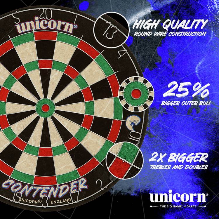 Unicorn Contender dartboard 48cm, imported from the UK