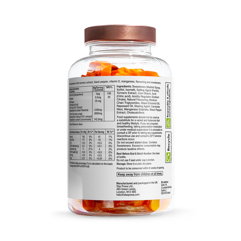 Starpowa Bone Joint Turmeric Gummies with Black Pepper 60 (British brand)