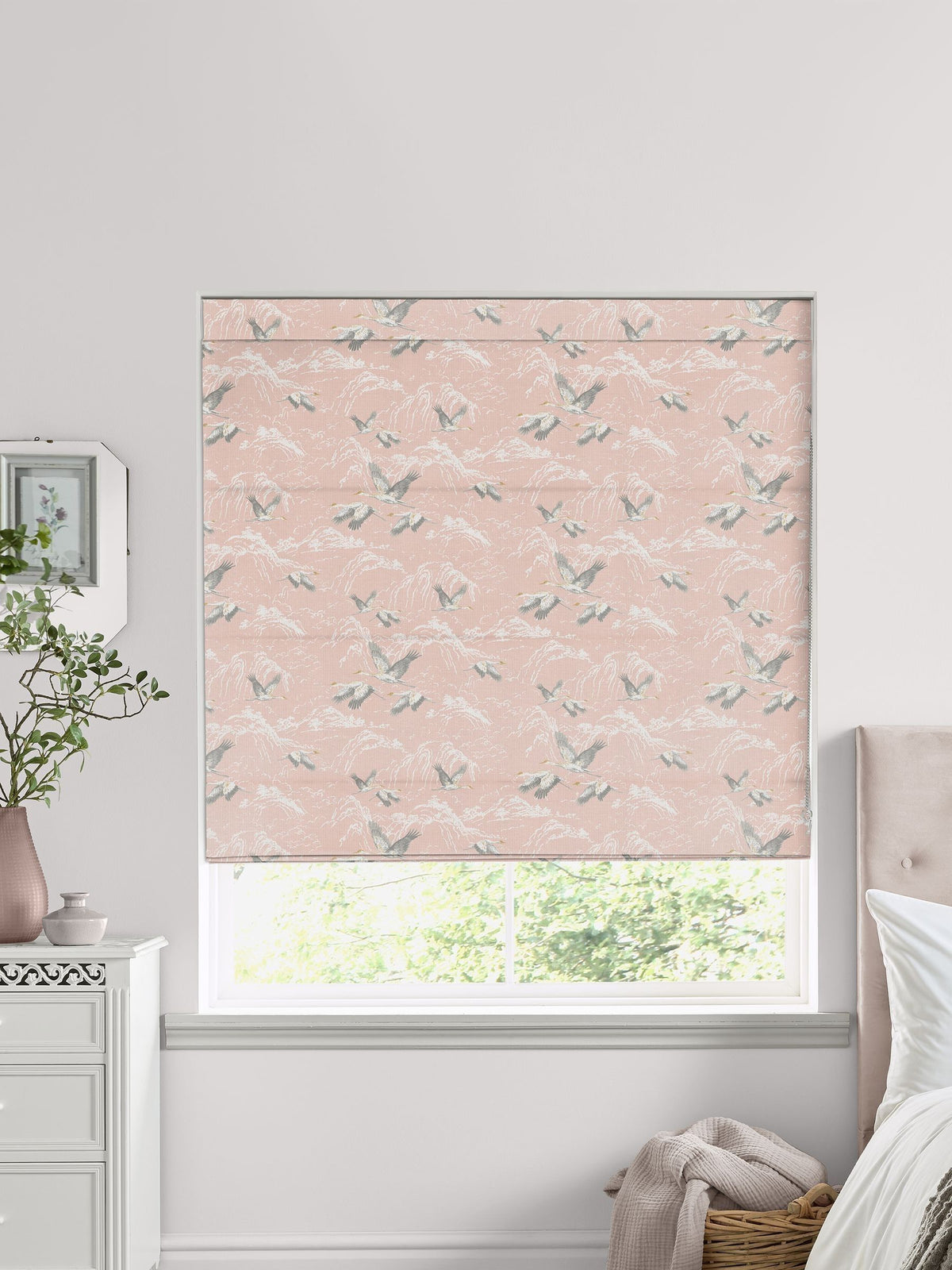 Laura Ashley roman blind blush pink Animalia print, imported from the UK