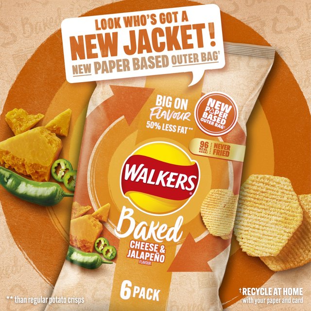 Walkers Baked Cheese & Jalapeno Multipack Snacks   6 per pack GOODS M&S   