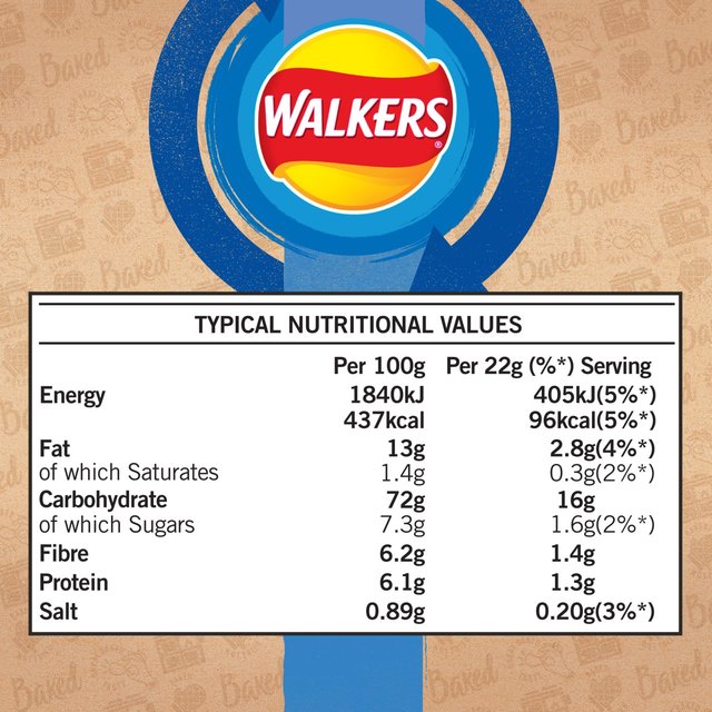 Walkers Baked Cheese & Onion Multipack Snacks   6 per pack