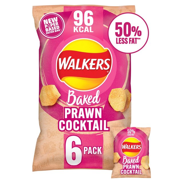 Walkers Baked Prawn Cocktail Multipack Snacks   6 per pack