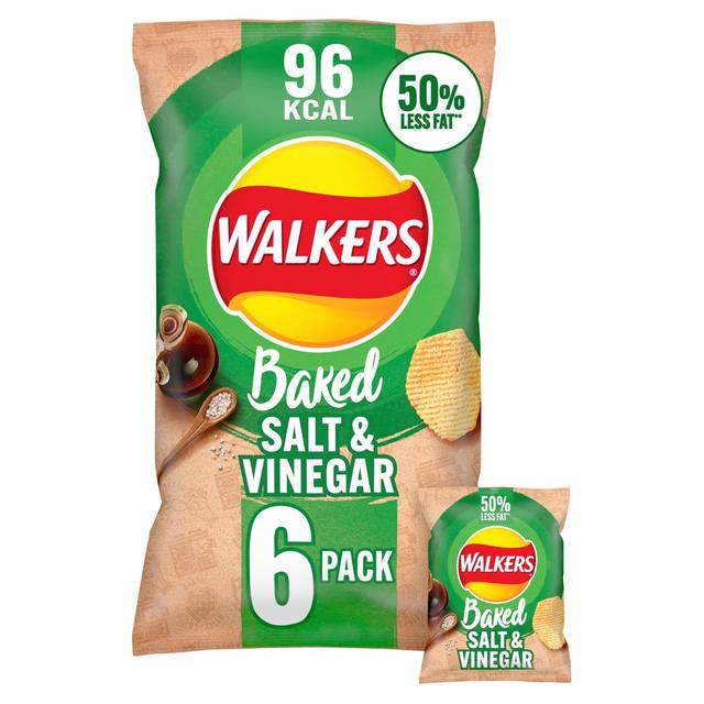 Walkers Baked Salt & Vinegar Multipack Snacks   6 per pack