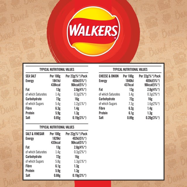 Walkers Baked Variety Multipack Snacks   6 per pack