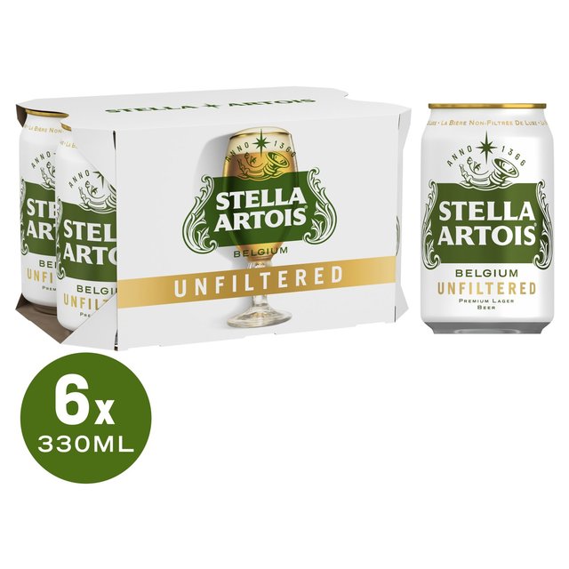 Stella Artois Unfiltered Lager Cans   6 x 330ml