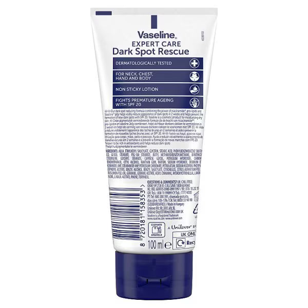 Vaseline Expert Hand and Body Lotion Dark Spot Rescue 100ml (British brand)