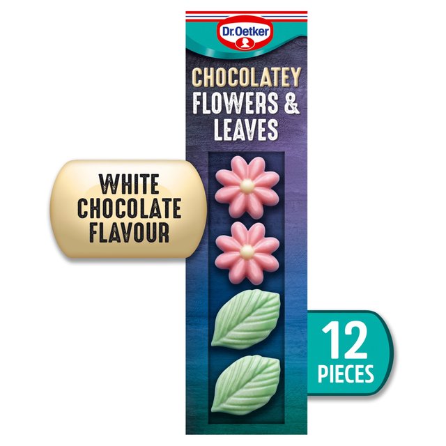 Dr. Oetker 12 Chocolate Flavour Flowers and Leaves Cake Decorations   11g GOODS M&S   