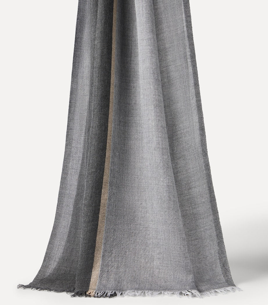 Brunello Cucinelli colour-block cashmere-silk scarf 75cm x 180cm (British brand)