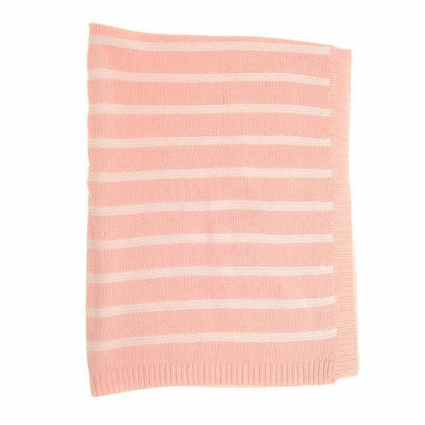 Ziggle Pink and White Stripes Baby Blanket, 100cm x 75cm (British brand)