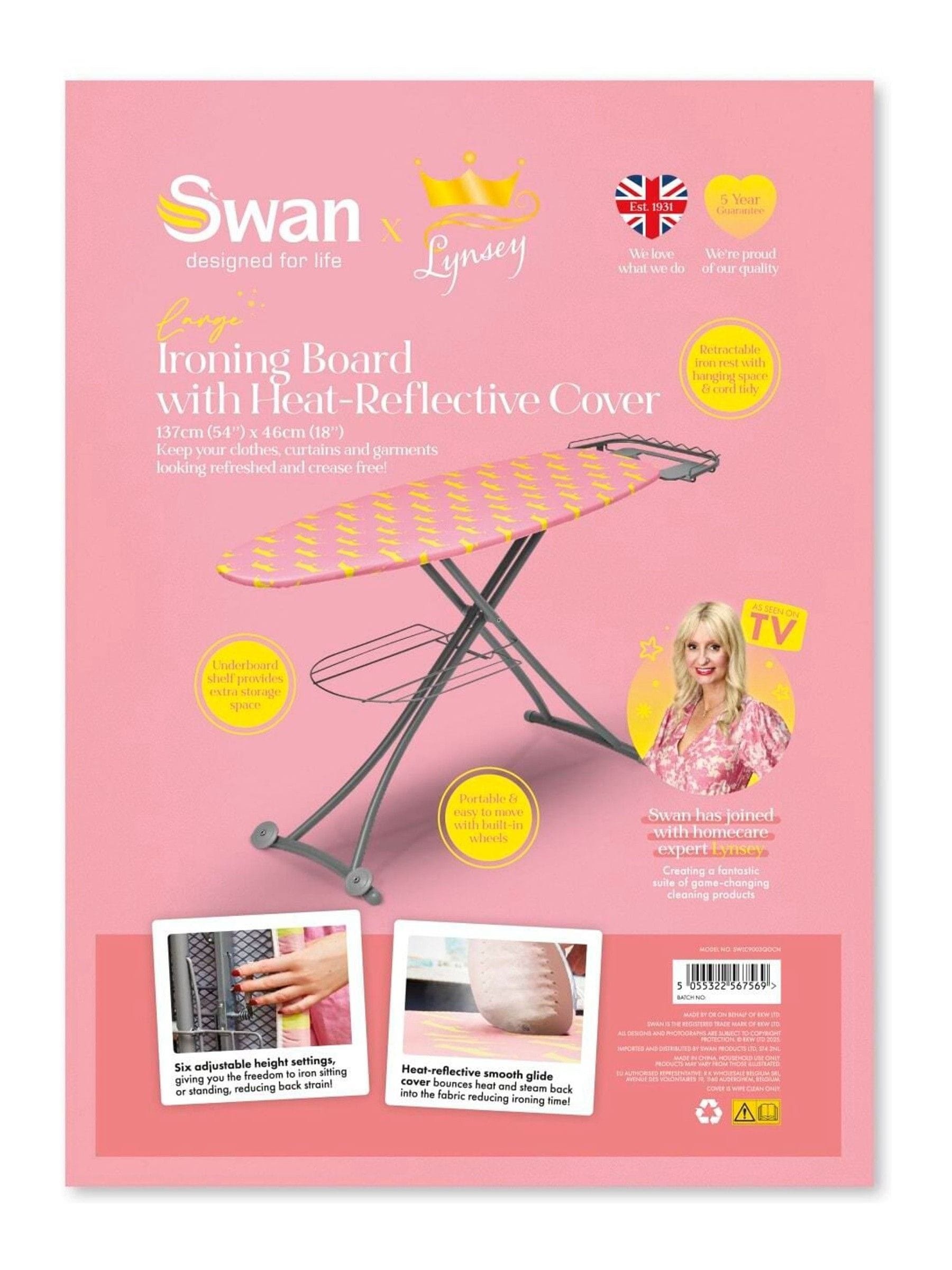 Swan large ironing board with mesh top and iron rest - British product