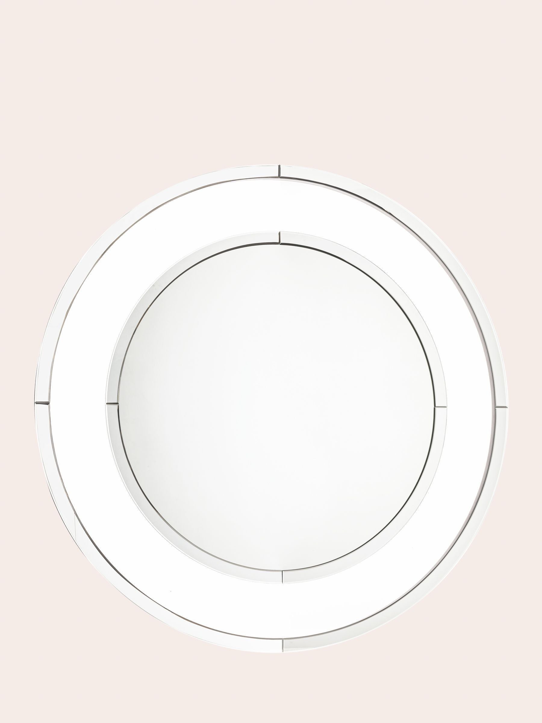 Laura Ashley Evie large round mirror with transparent glass border, UK version