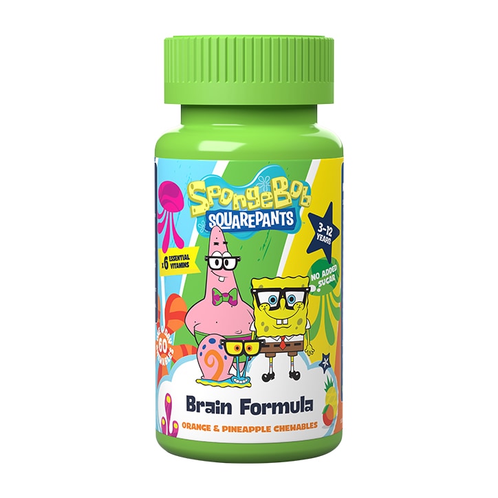 SpongeBob SquarePants Nickelodeon Brain Formula Orange & Pineapple 60 Chewables Children's Health Vitamins Holland&Barrett   