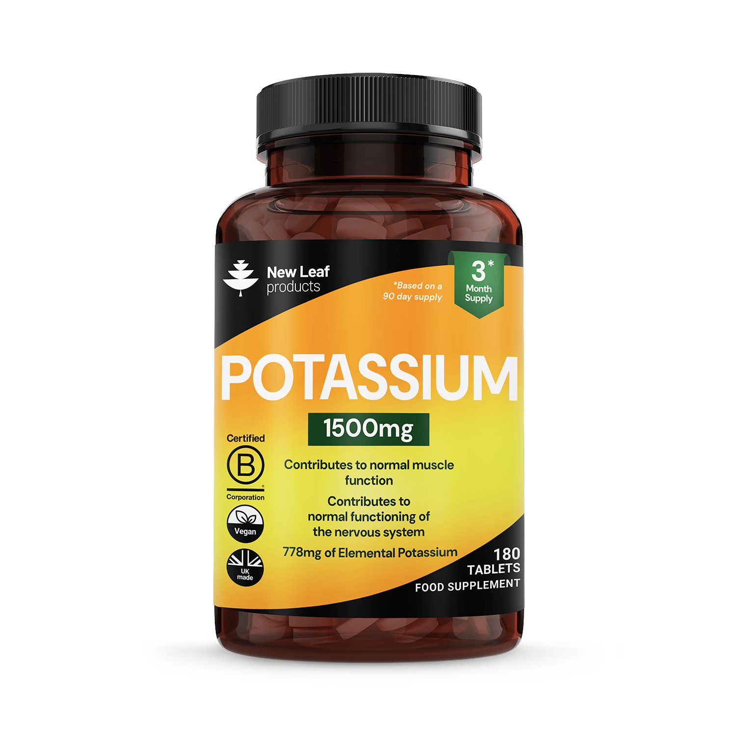 New Leaf Products potassium tablets 180 tablets (British brand)