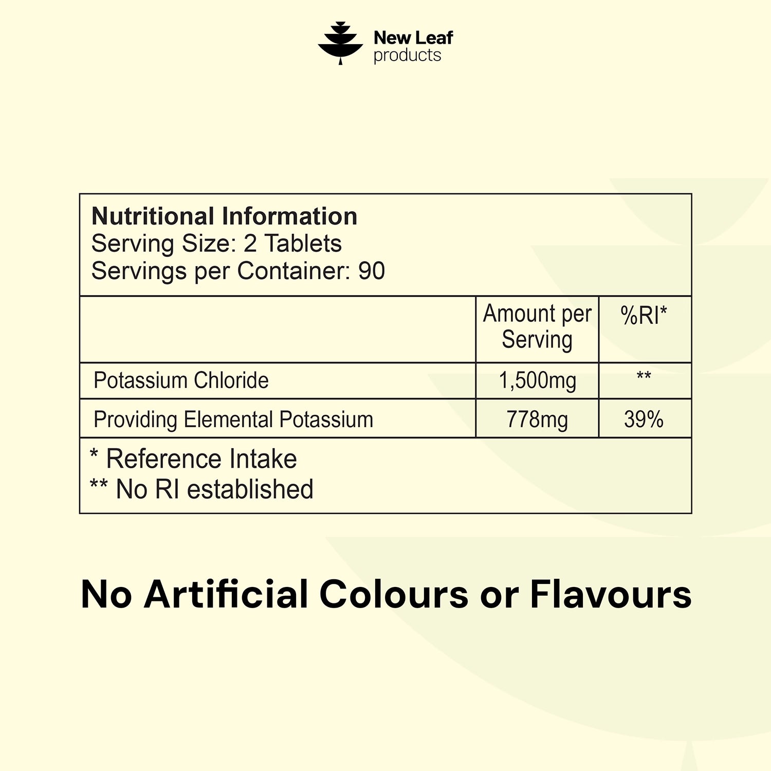 New Leaf Products potassium tablets 180 tablets (British brand)