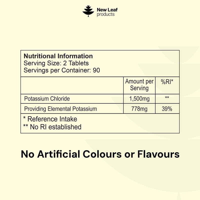 New Leaf Products potassium tablets 180 tablets (British brand)
