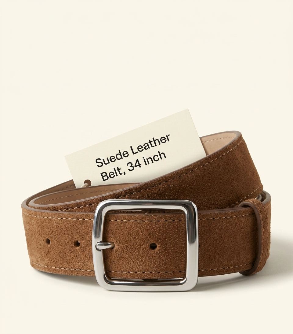 Prada nubuck leather belt with engraved buckle - British product