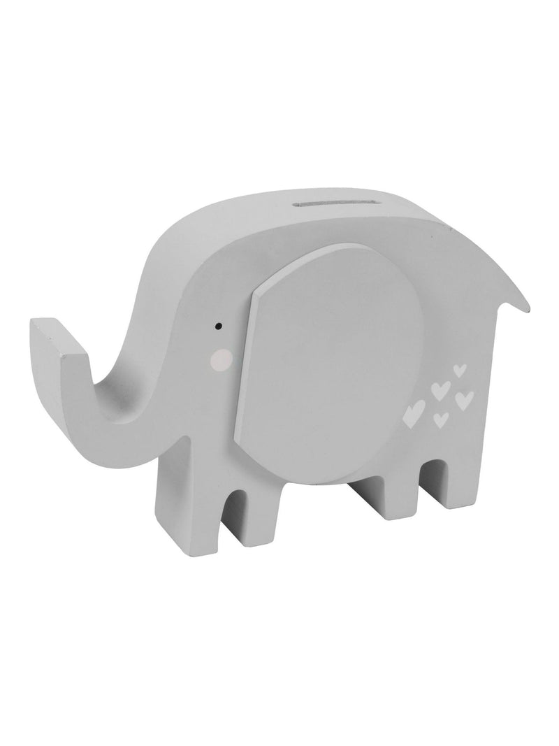 Widdop grey elephant money box with heart detailing (British brand)