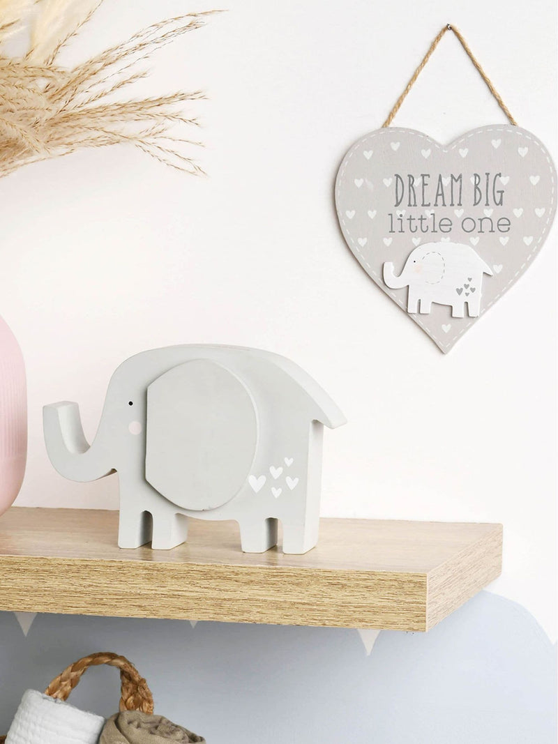 Widdop grey elephant money box with heart detailing (British brand)