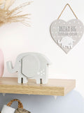 Widdop grey elephant money box with heart detailing (British brand)