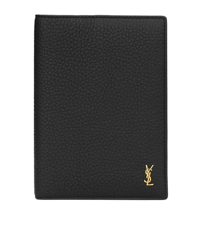 Harrods Saint Laurent Leather Monogram Passport Holder- Buy online at McGrocer