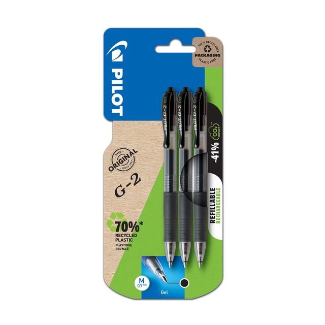 Pilot G2 07 Gel Ink Rollerball Pen - Medium - Black   3 per pack GOODS M&S   