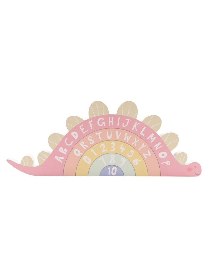 Widdop pink dinosaur plaque with alphabet and numbers, imported from the UK