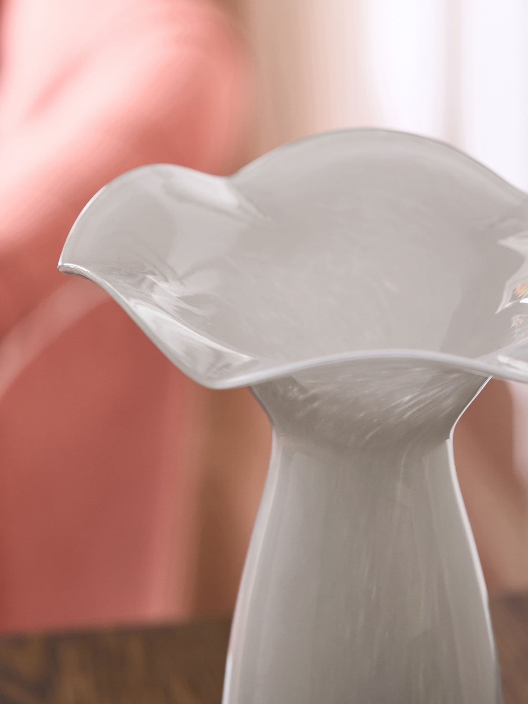 Nina Campbell white fluted large vase, imported from the UK