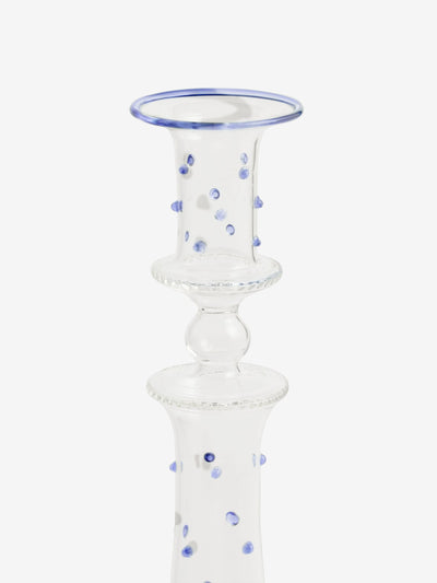 Next Nina Campbell Blue Dotty Glass Candle Holder Candlestick- Buy online at McGrocer