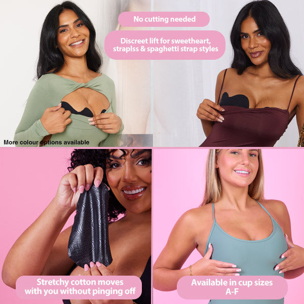 Perky Pear Boob Tape A-C Cups Black, imported from the UK